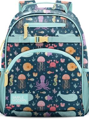 Simple Modern Kids Ocean Animals Navy Backpack - Blue